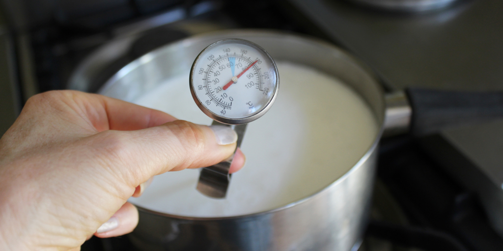 Heat milk to 180 degrees F