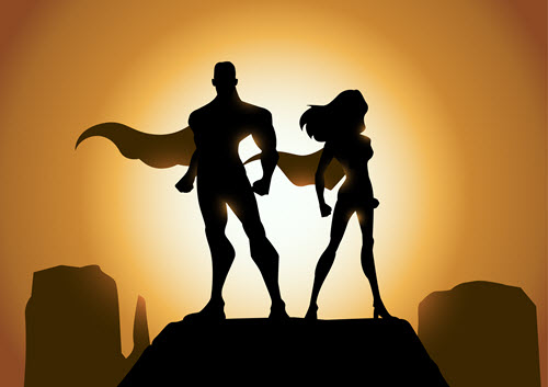 superhero silhouette couple